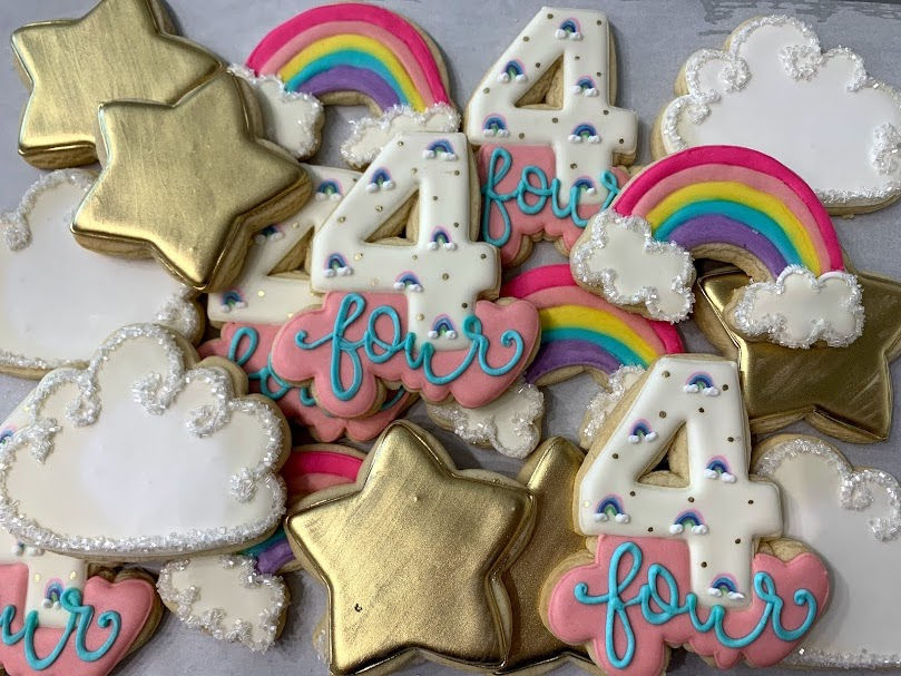 Rainbow, stars, clouds cookies