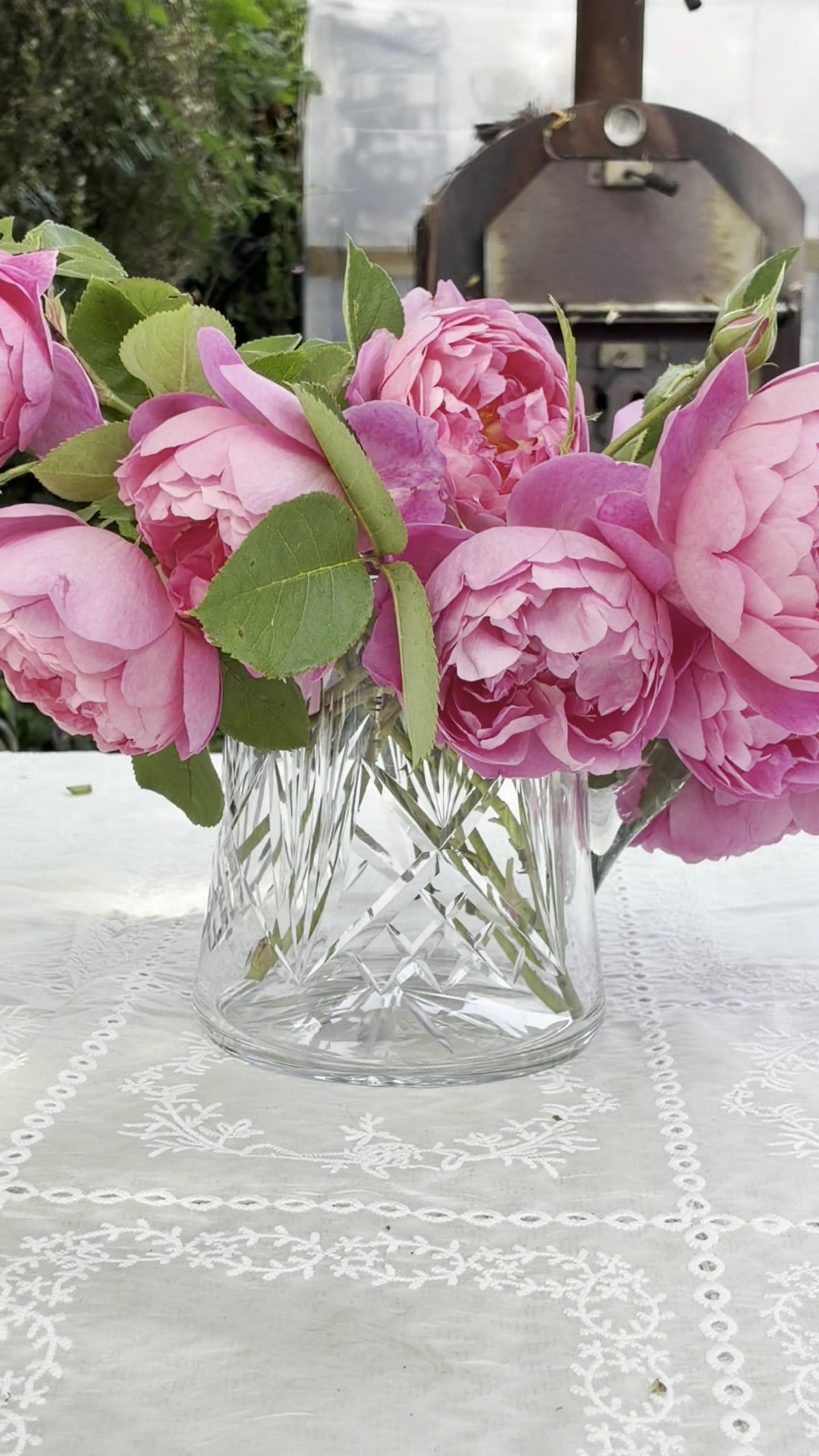 Heavy lead crystal glass vase jug shape