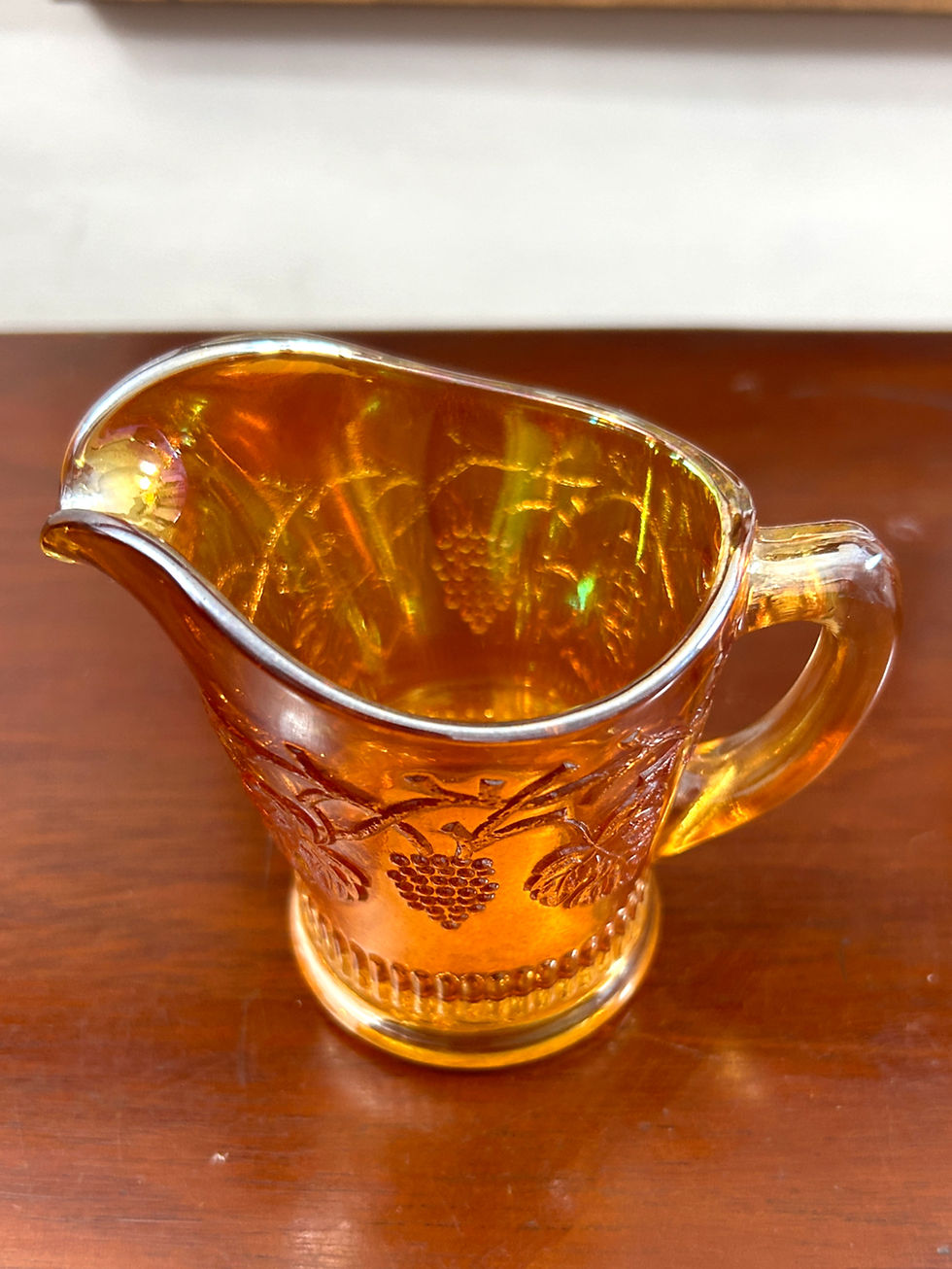 Thumbnail: Vintage Amber Carnival Glass Jug / vase– Perfect Christmas Decor