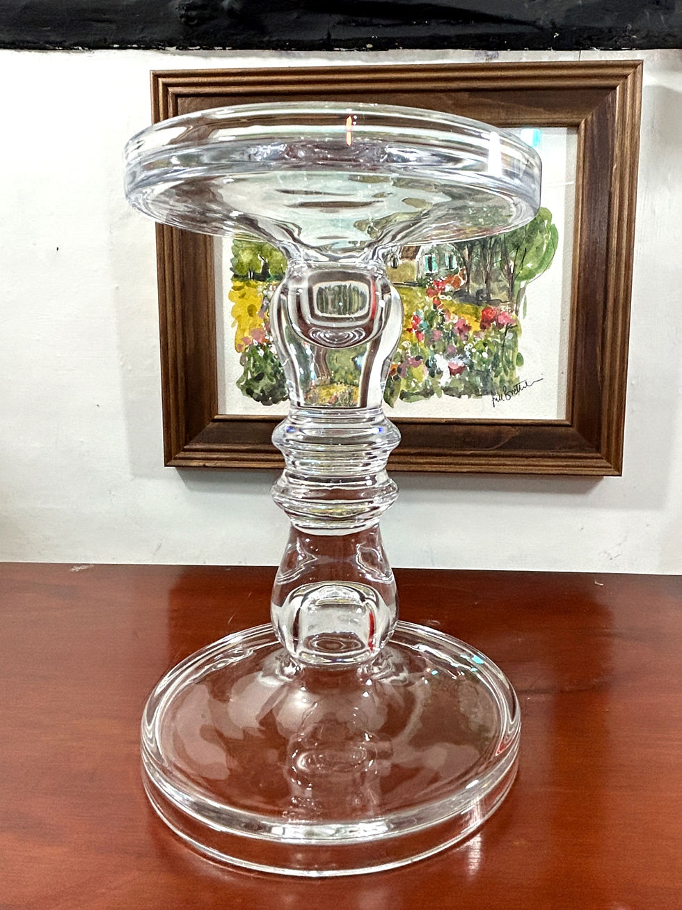 Heavy Glass Church-Style Pillar Candlestick – Timeless Elegance with Wide Base