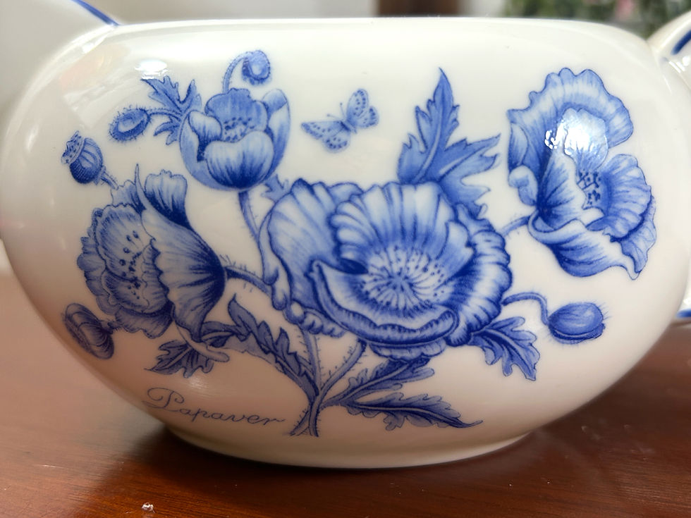 Thumbnail: Doulton Blue Botanical Gravy Boat – Papaver & Viola Design