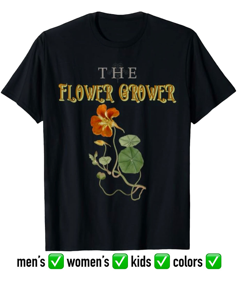 The flower grower t-shirt. Vintage style. Nasturtiums.