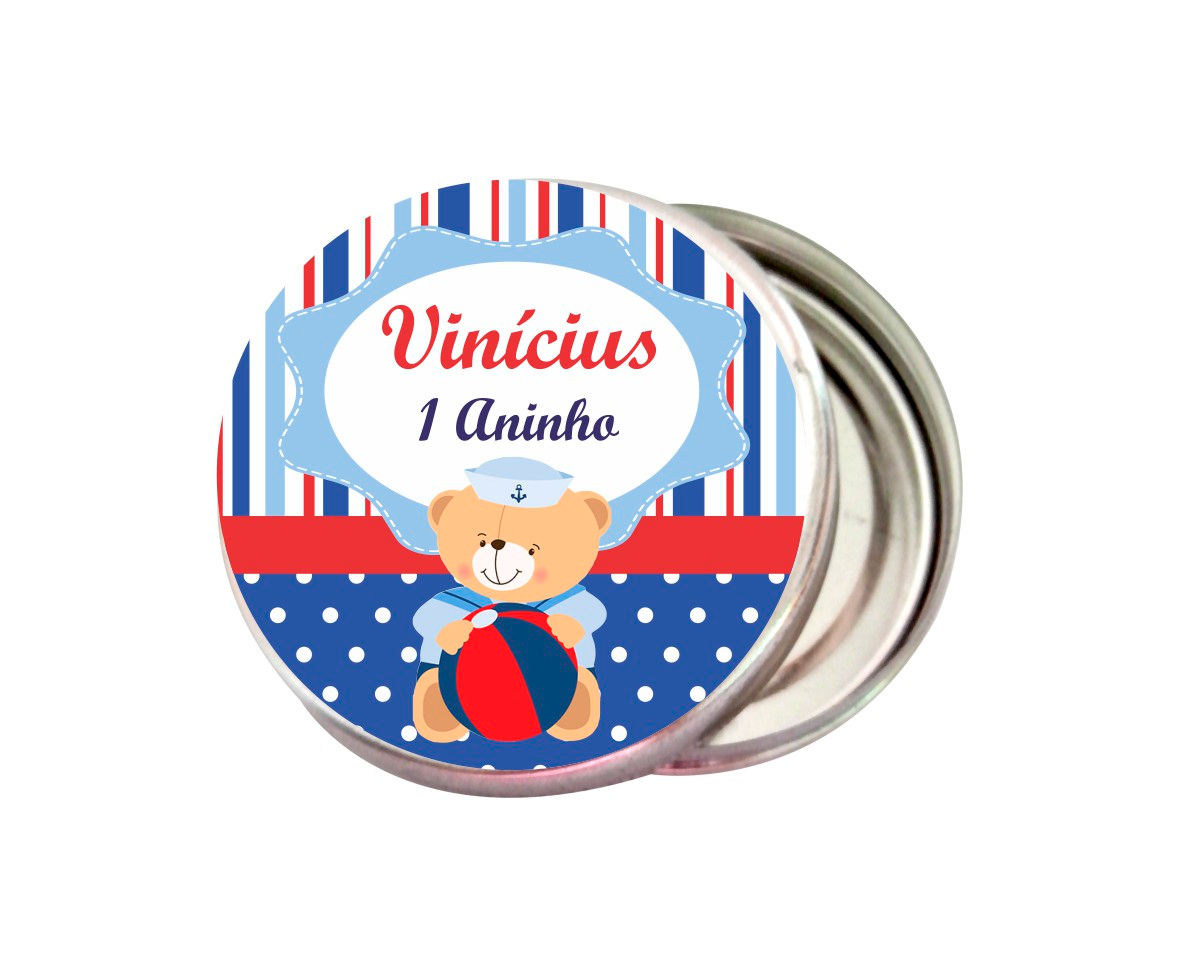 13 Latinha 5x1 lembrancinha personalizada - Ursinho Marinheiro