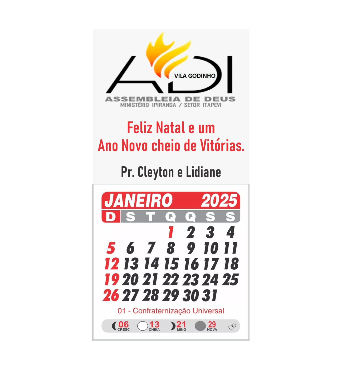 10 Calendarios com ima de geladeira personalizado - Igreja