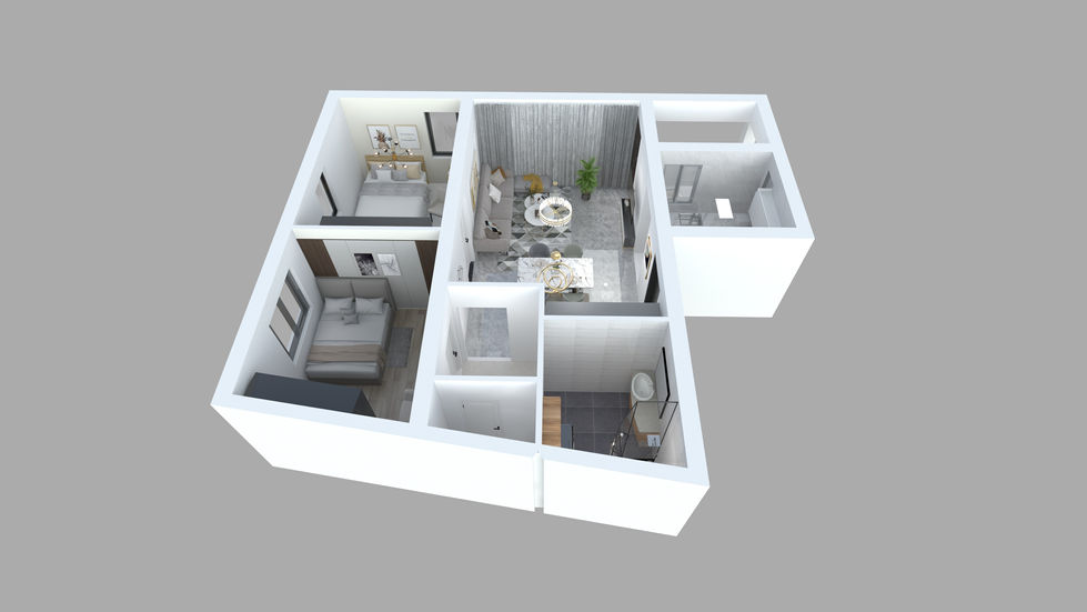 3D alapterület északi oldalról, berendezett állapotban