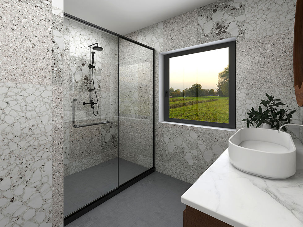 emeleti fürdő, zuhanyzóval