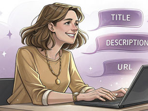 Frau optimiert Meta-Beschreibungen und Title Tags in Wix