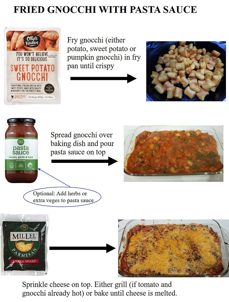fried gnocchi with pasta sauce and grilled cheese