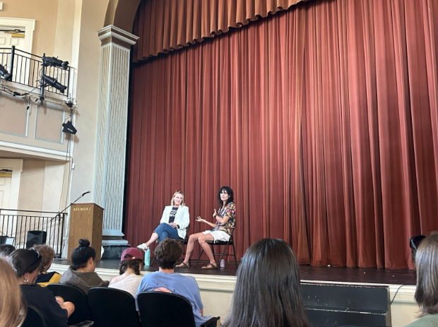 Erica Aubrey (left), and Beth Malone (right), discuss acting and industry tips at the Troutt Theatre, Samantha Grassle.