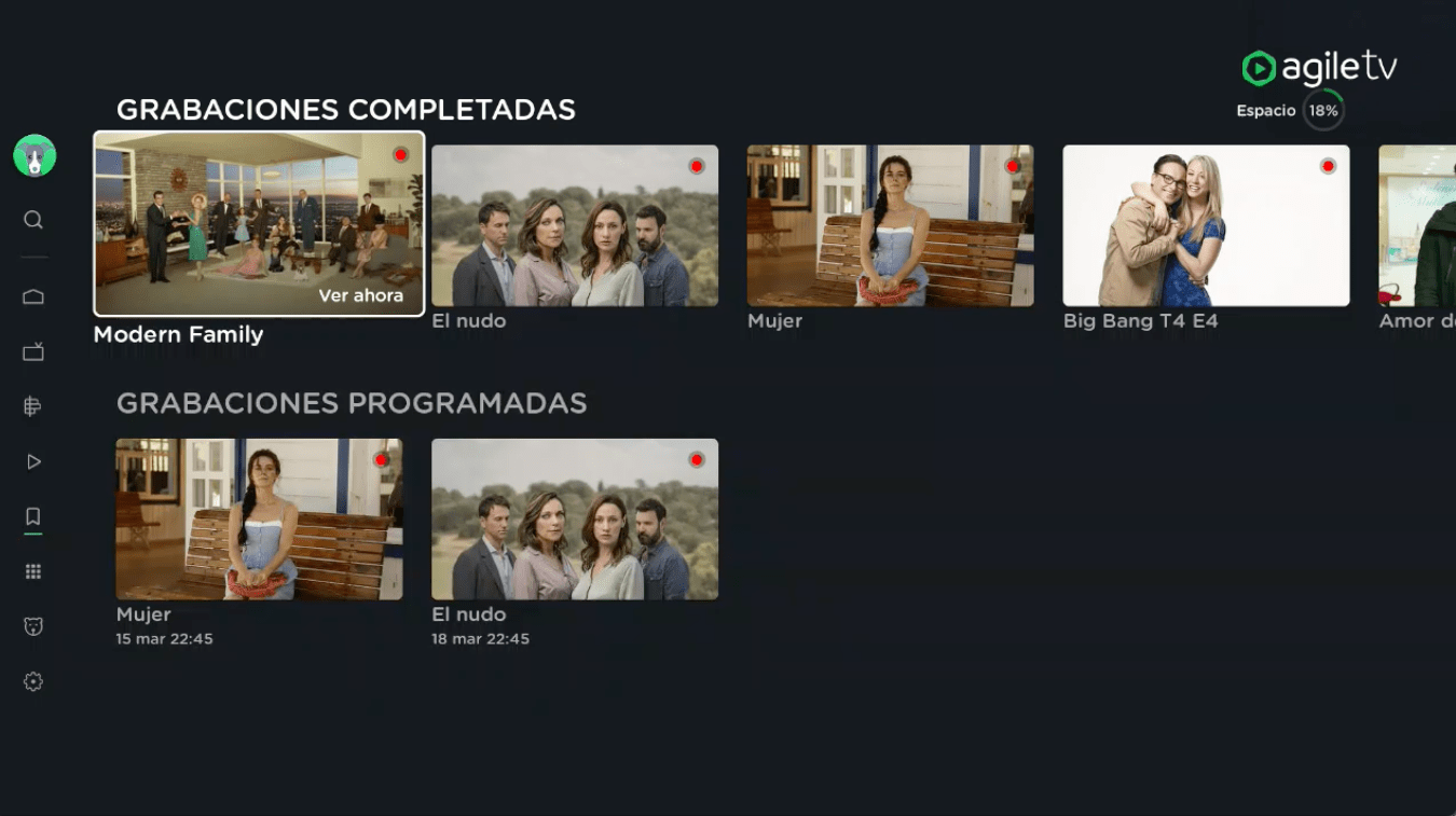 Pantalla de grabaciones