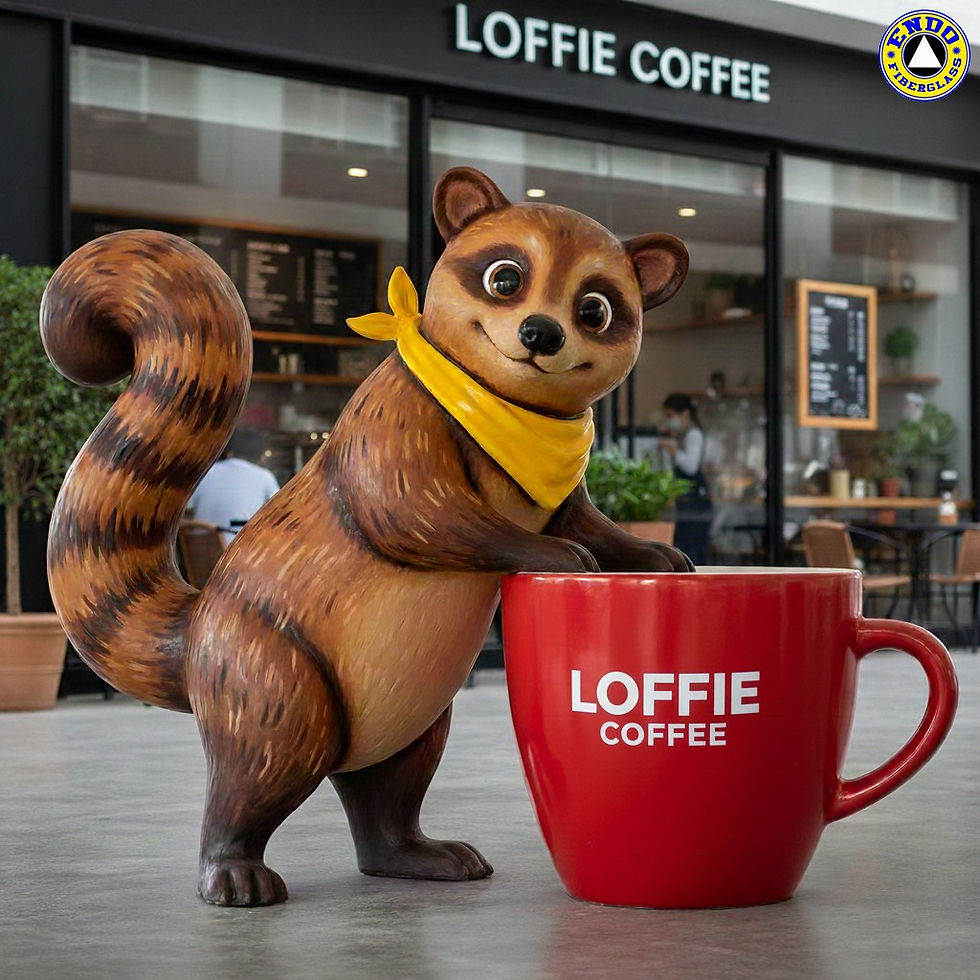 patung maskot kopi luwak untuk display toko kopi