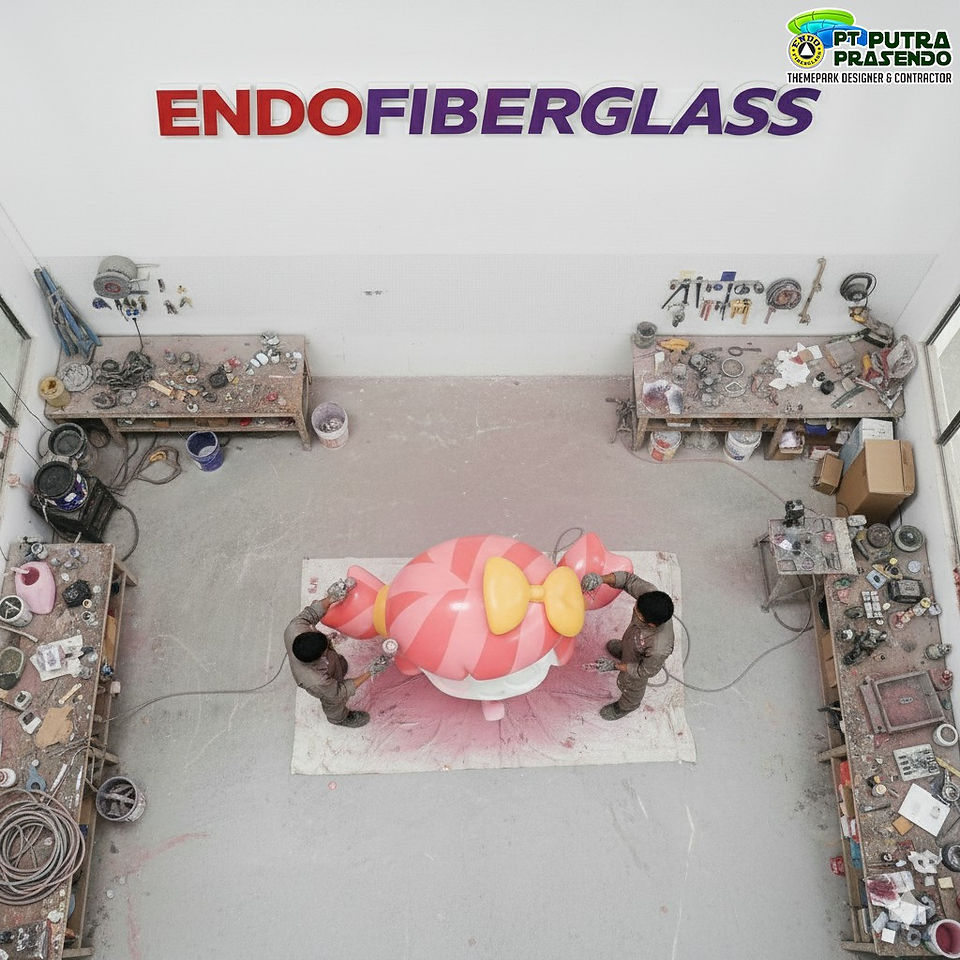maskot fiberglass produksi PT Putra Prasendo Berkarya yang tahan lama dan aman outdoor