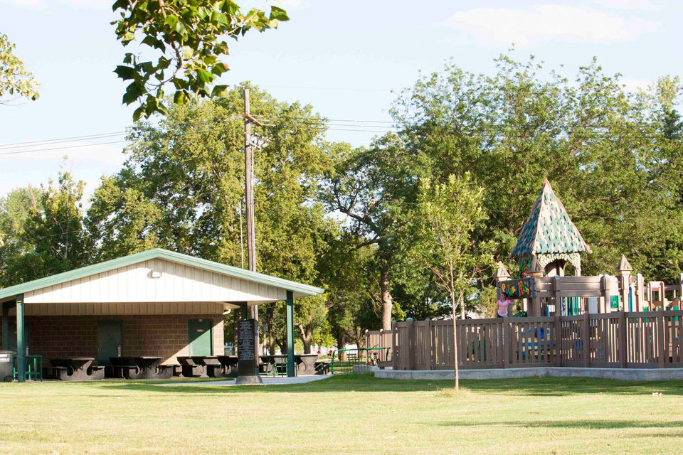Dexter Park and pavilion on a sunny day