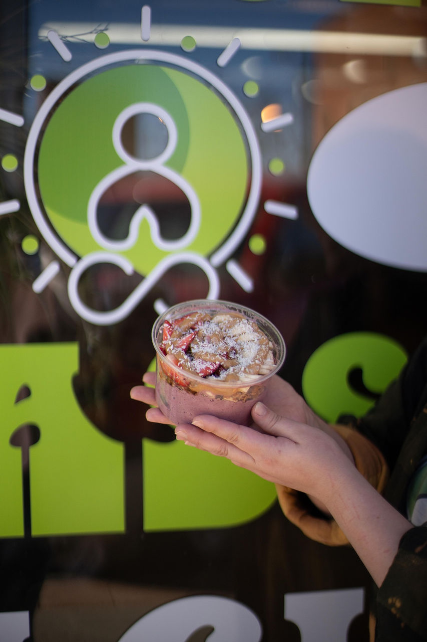 Smoothie Bowl featured in front of Happy Hippie in downtown Clay Center, KS.