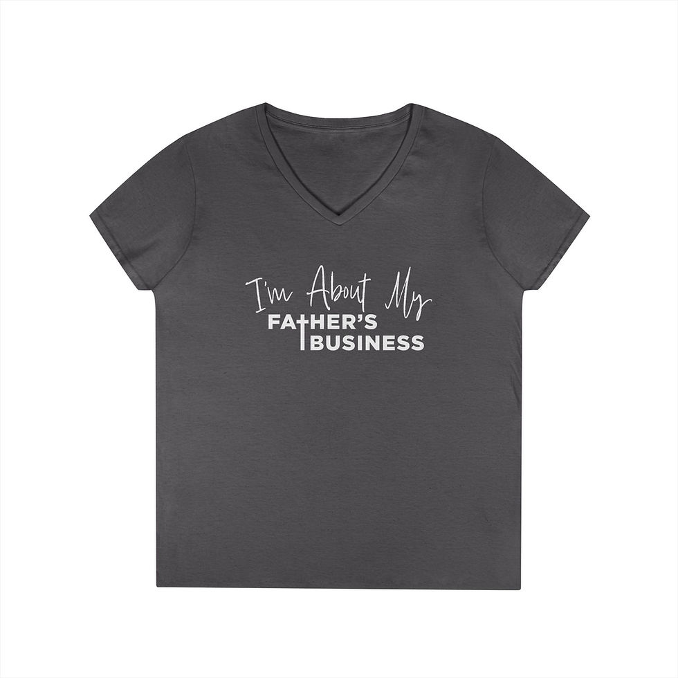 Thumbnail: About My Father's Business Ladies' V-Neck T-Shirt