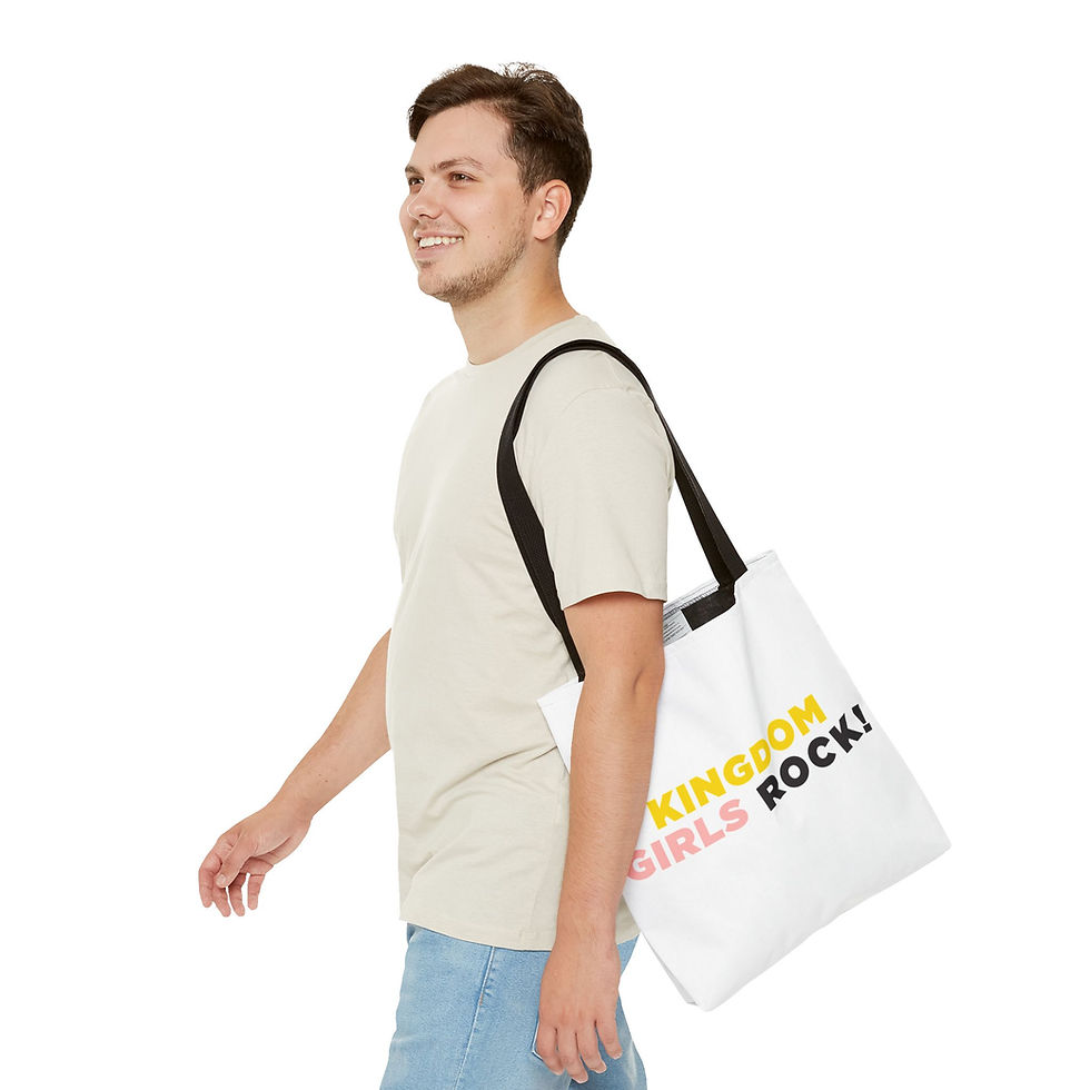 Thumbnail: Kingdom Girls Rock (black) Tote Bag (AOP)
