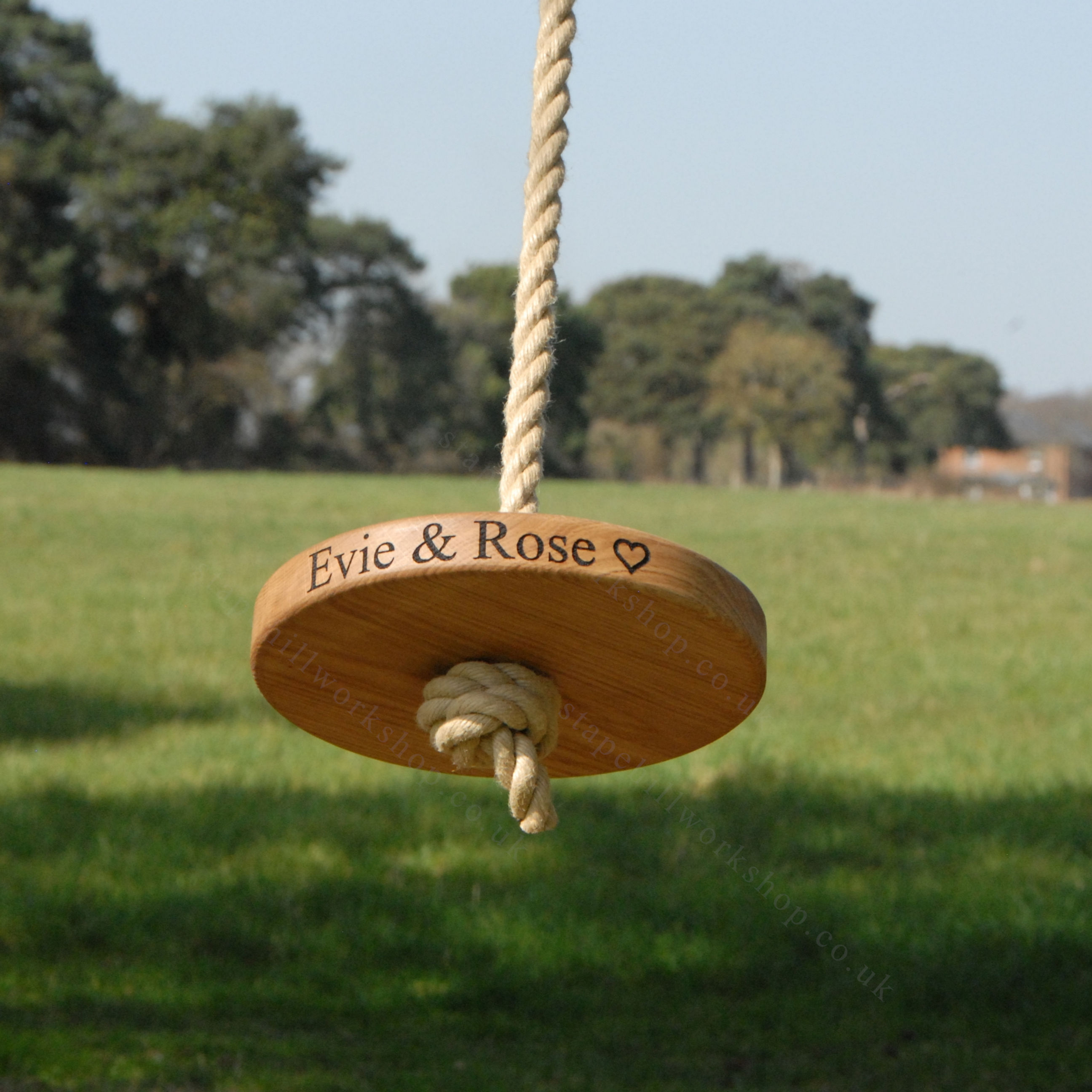 Round - Oak Rope Swing - 25cm Diameter Seat