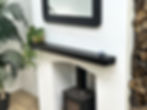 Thumbnail: Black Oak Mantel Beam with Heat Shield Deflector - Fireplace Mantle Shelf