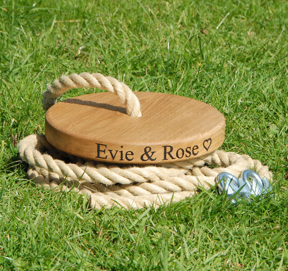 Thumbnail: Round - Oak Rope Swing - 25cm Diameter Seat