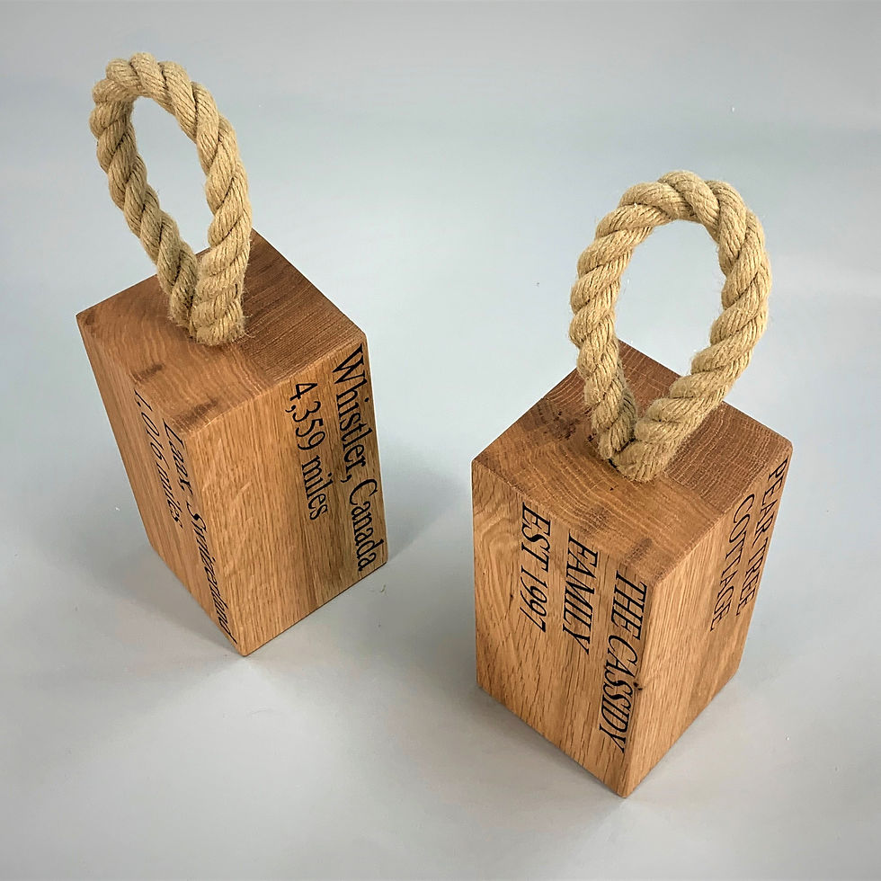 Thumbnail: Solid Oak Door Stop with Rope Handle