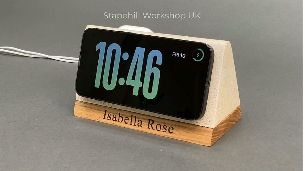 Thumbnail: IPhone & Apple Airpod Magnetic Charger Stand Dock, Natural Stone & Oak