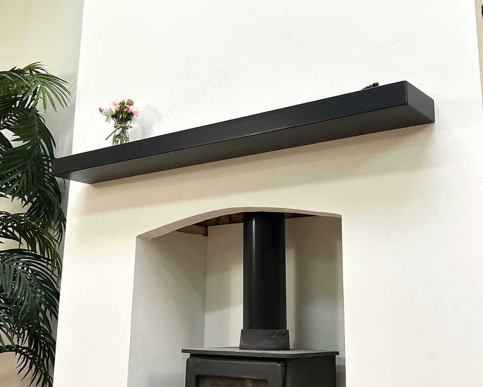 Thumbnail: Non Combustible Mantel Shelf - Fireproof Heat Resistant Beam - Black
