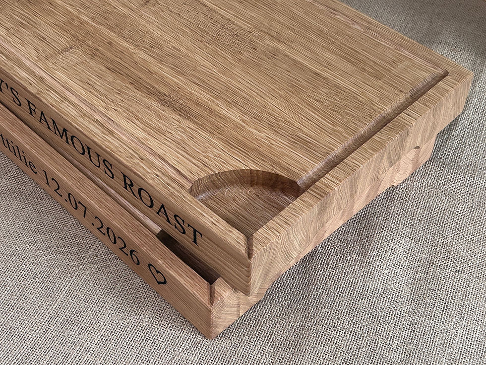 Thumbnail: Luxury Personalised Thick Oak Carving Board with Juice Groove & Well