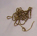 Here's another broken chain, it's a 14 K box chain. I bought this from a yard sale for $0.50. From the Treasure Fever Blog.