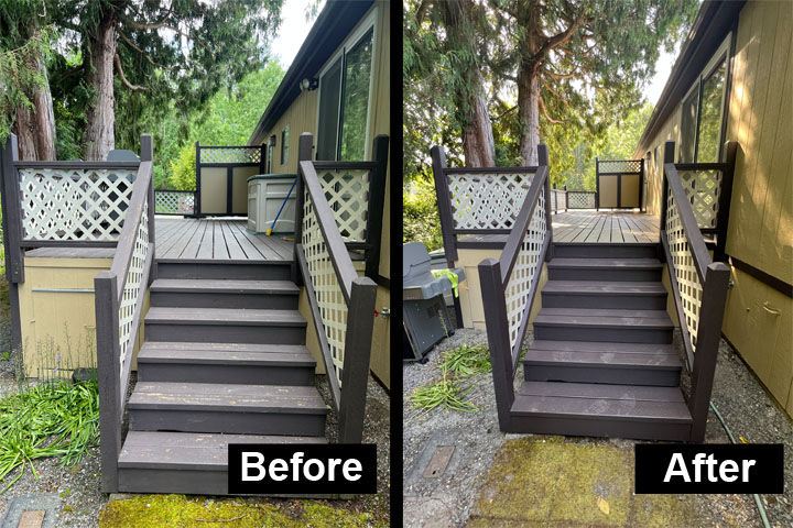 Deck Stairs and Railing Refinished by Handyman Express Services