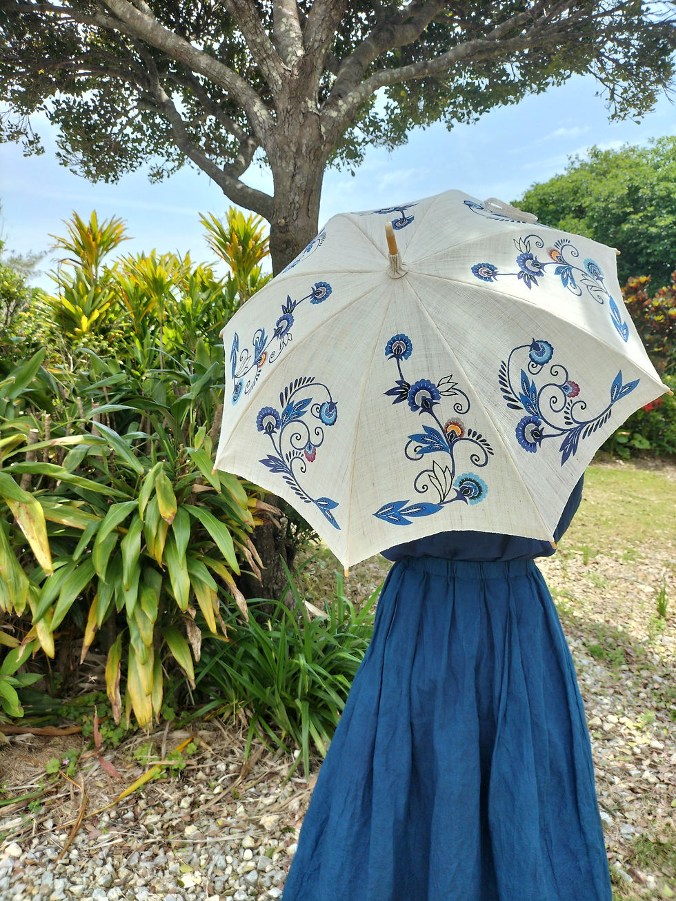 日傘 丸唐草(麻地)