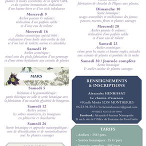 Programme ateliers et sorties botaniques hiver/printemps 2022