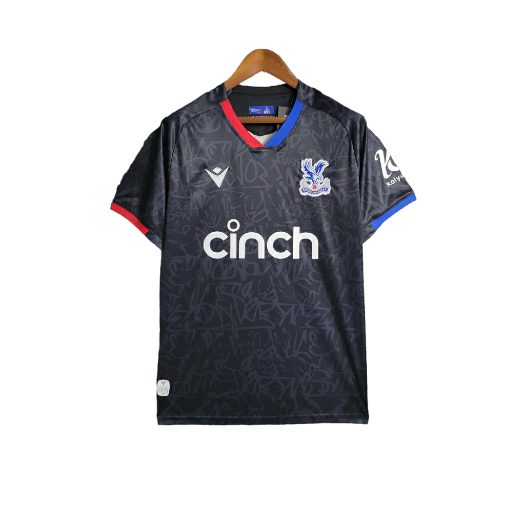 Camisa Crystal Palace III 23/24 - Torcedor Macron Masculina - Preta com detalhes