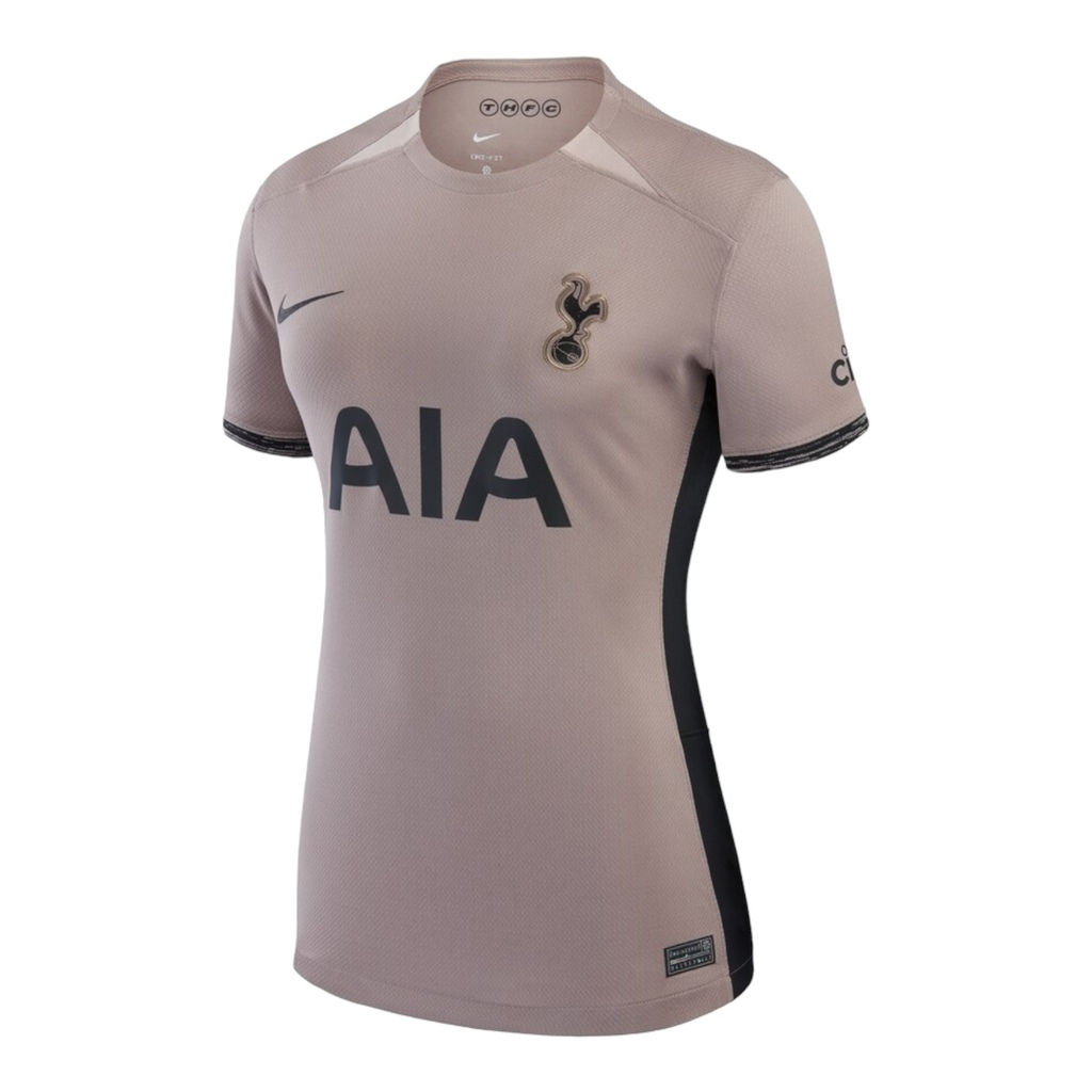 Camisa Tottenham III 23/24 - Torcedor Nike Feminina - Marrom com detalhes em pre