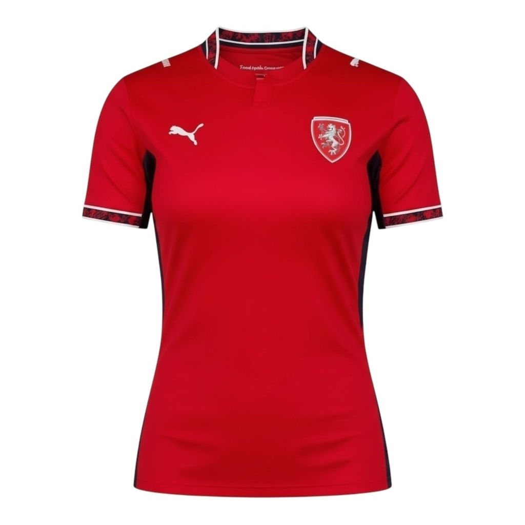 Camisa Seleção República Tcheca I 26/27 - Torcedor Puma Feminina - Vermelha