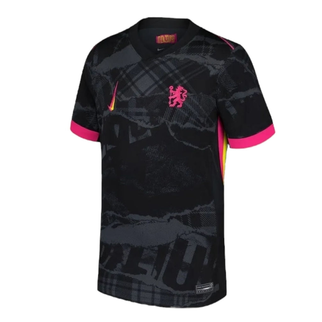 Camisa Chelsea III 24/25 - Torcedor Nike Feminina - Preta com detalhes em rosa e