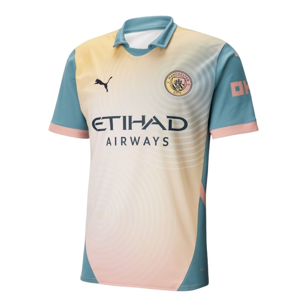 Camisa Manchester City IV 24/25 - Torcedor Puma Masculina - Bege com detalhes em