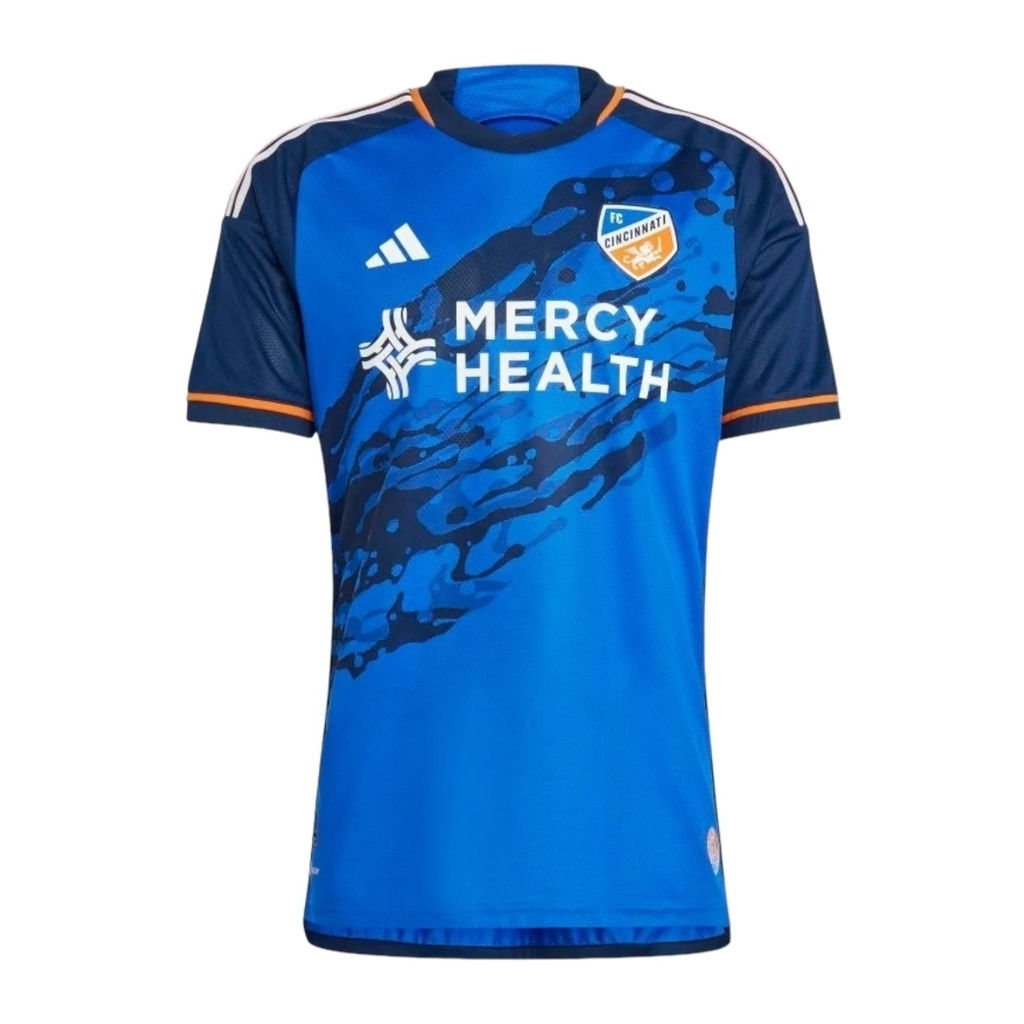 Camisa FC Cincinnati I 24/25 - Torcedor Adidas Masculina - Azul com detalhes em