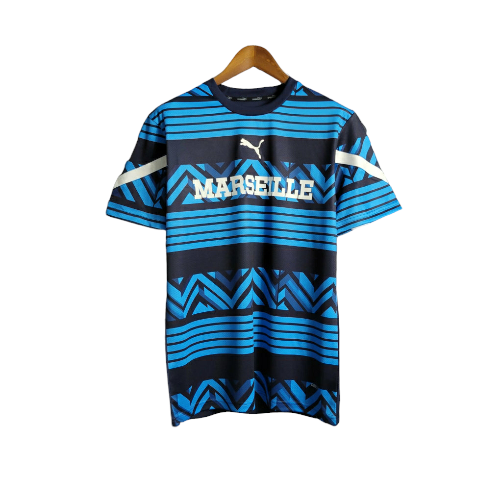 Camisa Marseille Treino 23/24 - Torcedor Puma Masculina - Azul com detalhes em p
