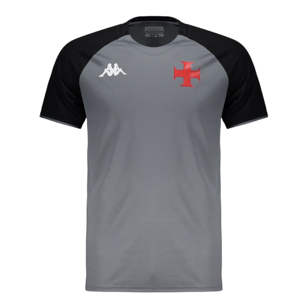 Camisa Vasco da Gama Treino 25/26 - Torcedor Kappa Masculina - Cinza e preta
