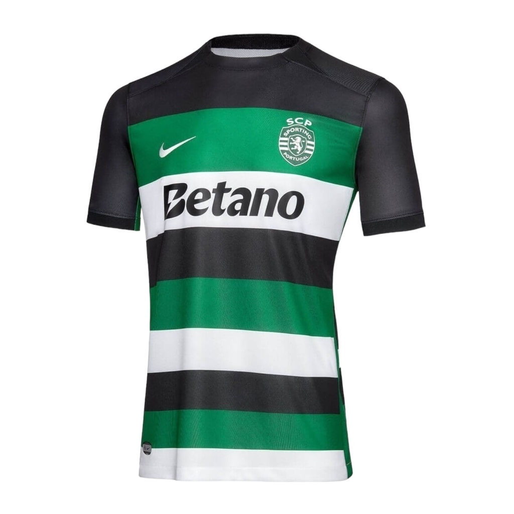 Camisa Sporting Lisboa I 24/25 - Torcedor Nike Masculina - Preta com detalhes em