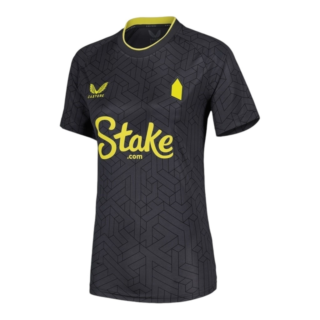 Camisa Everton II 24/25 - Torcedor Castore Feminina - Cinza com detalhes em amar