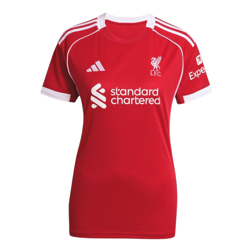 Camisa Liverpool I 25/26 - Torcedor Adidas Feminina - Vermelha com detalhes em b