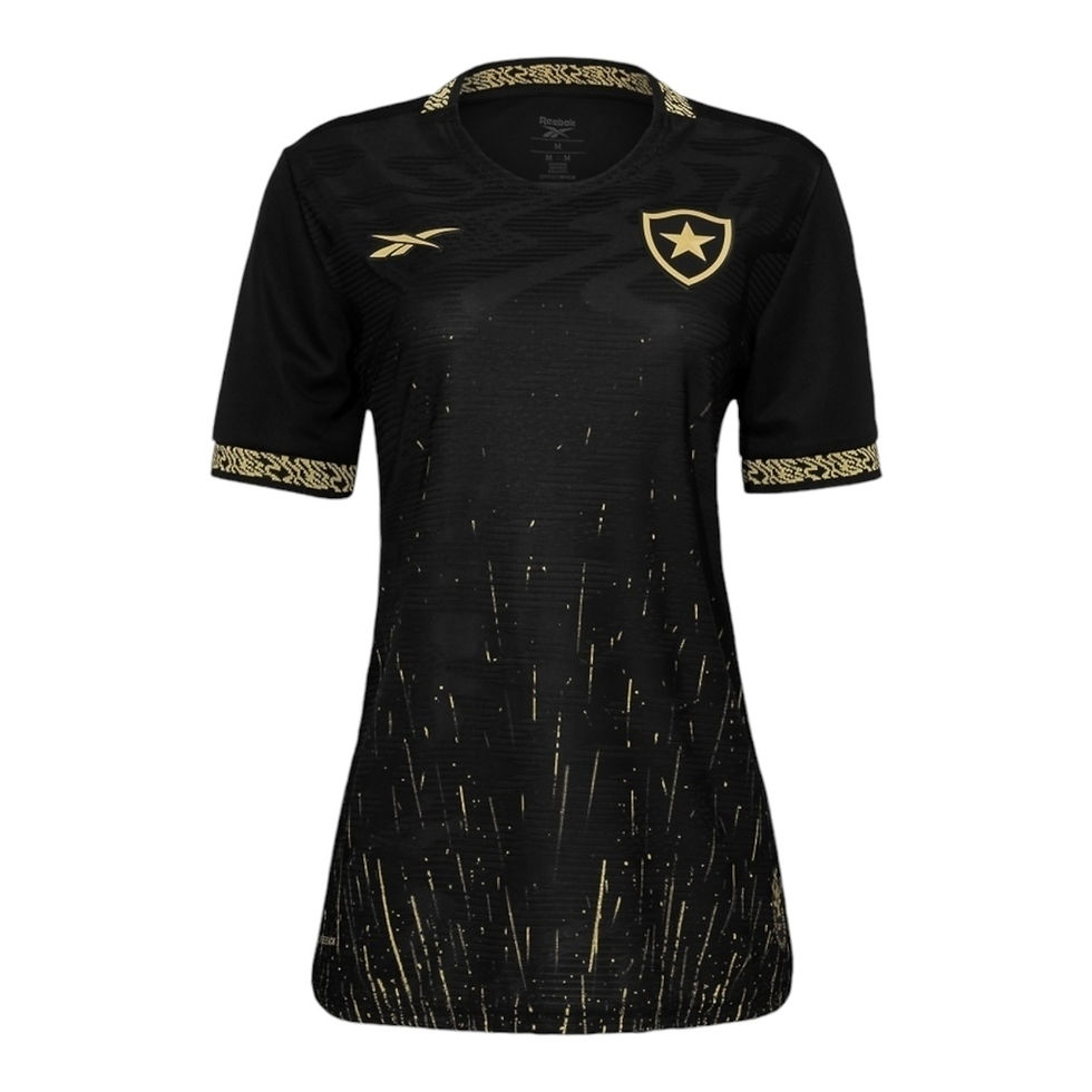 Miniatura: Camisa Botafogo II 24/25 - Torcedor Reebok Feminina - Preta com detalhes em dour