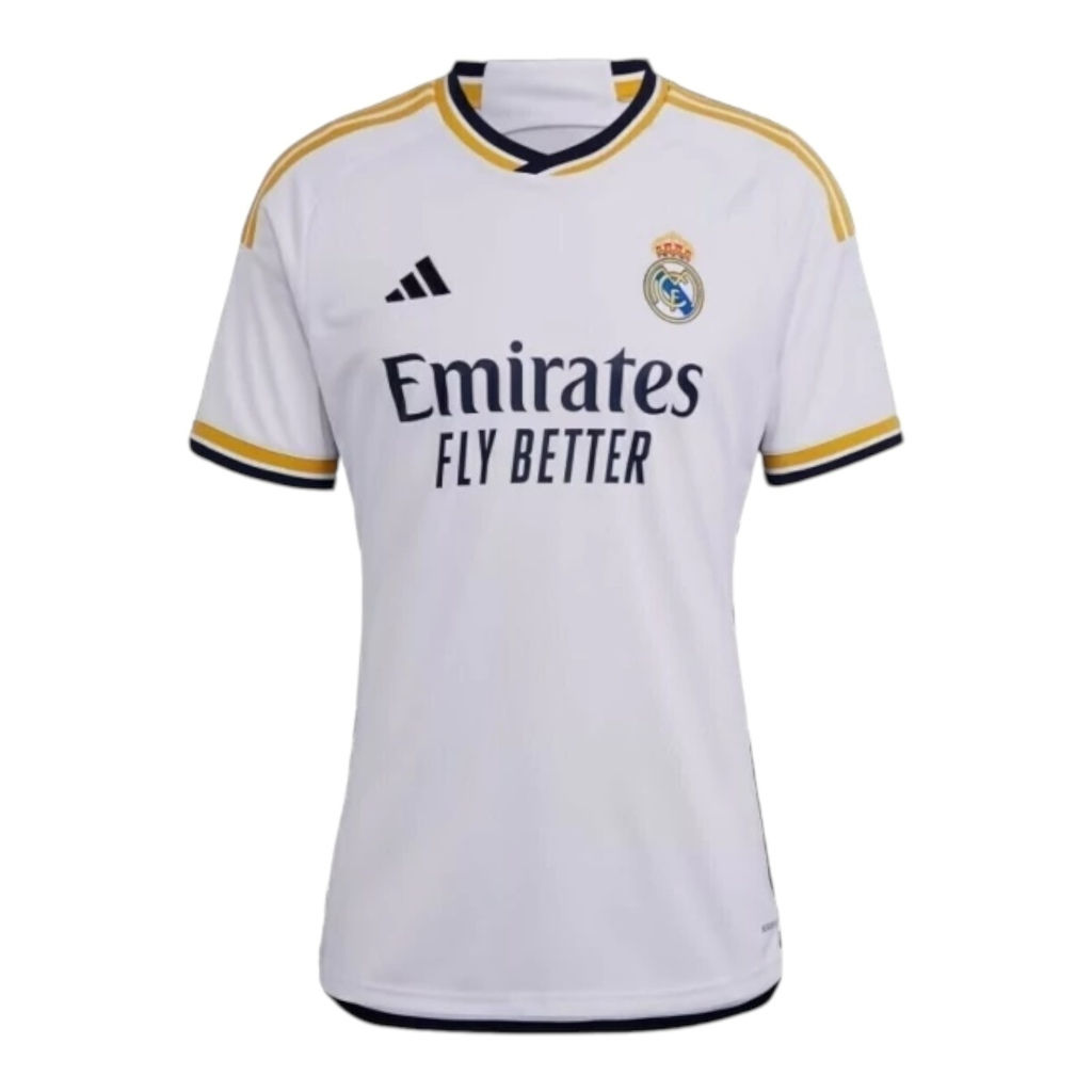 Camisa Real Madrid I 23/24 -Torcedor Adidas Feminina - Branca com detalhes em am