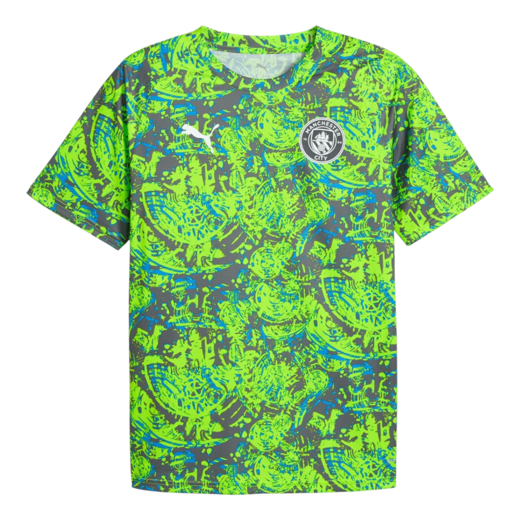 Camisa Manchester City Pré-jogo III 25/26 - Torcedor Puma Masculina - Cinza e ve