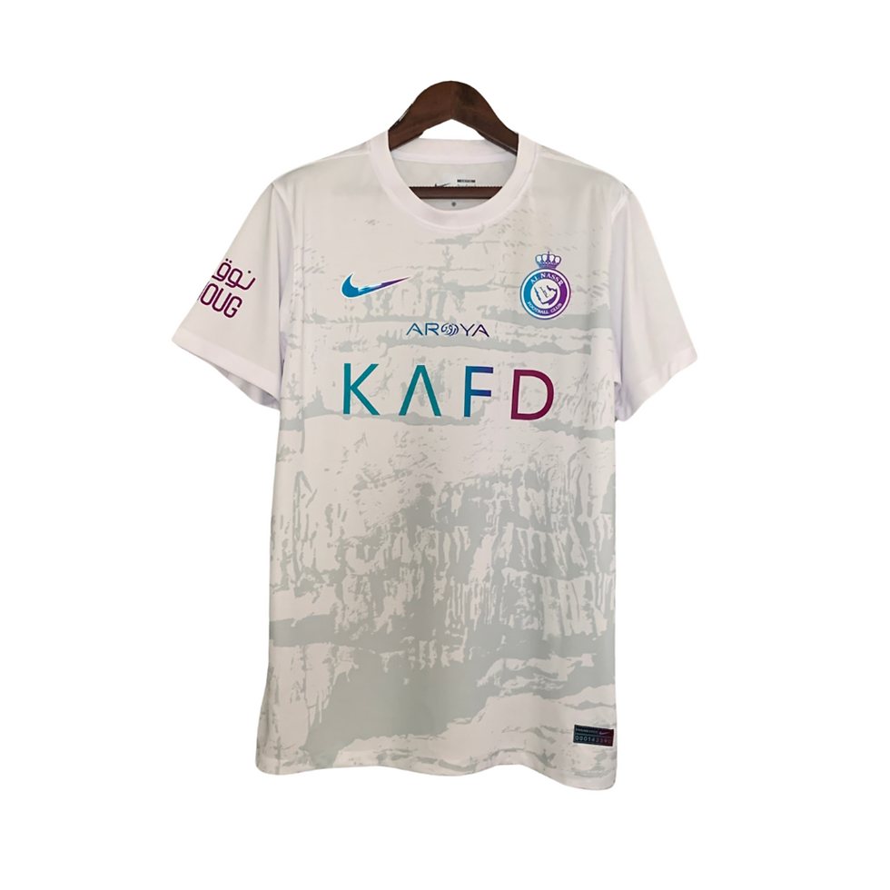 Miniatura: Camisa Al-Nassr II 23/24 - Torcedor Nike Masculina - Branca com detalhes em roxo