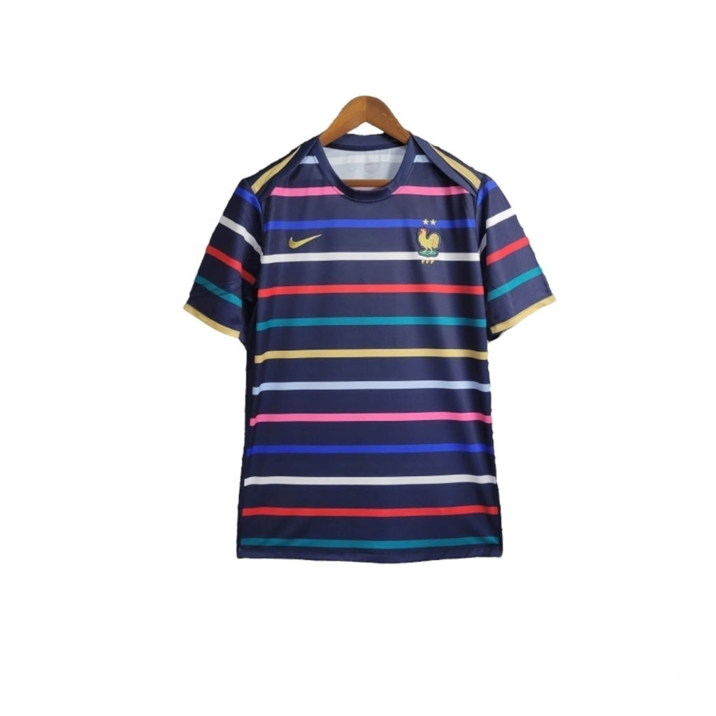 Camisa Seleção da França Pré-jogo 24/25 - Torcedor Nike Masculina - Azul com lis