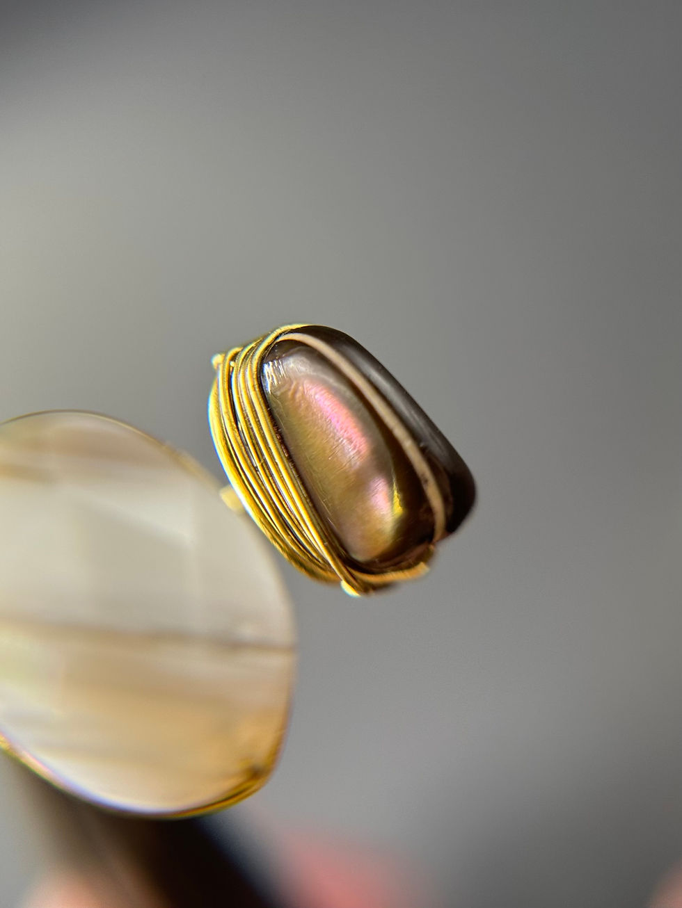サムネイル： 【ボツワナアゲート×マザーオブパール】Free size Ring