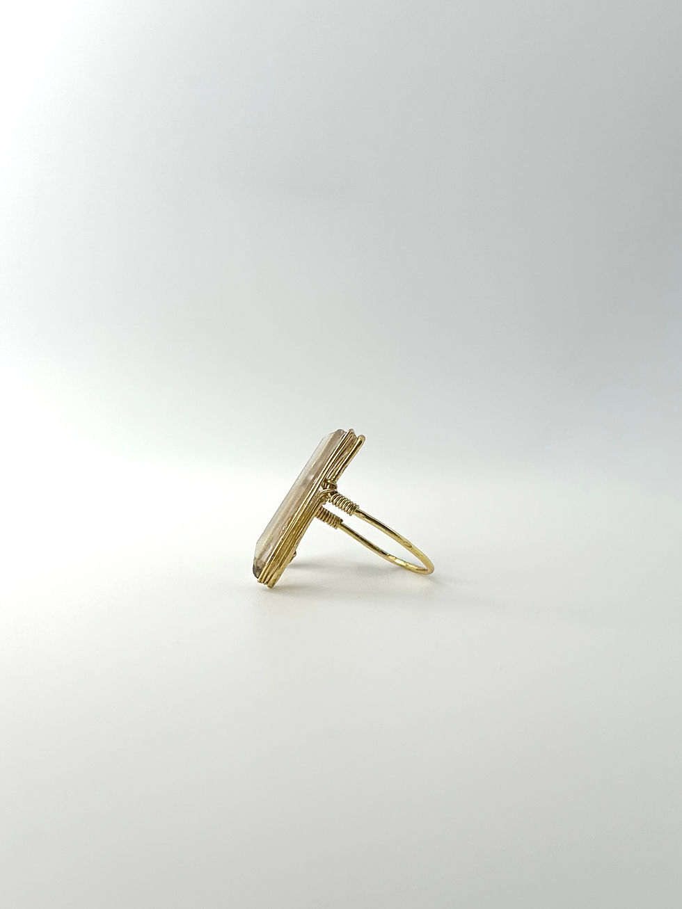 サムネイル： 【スモーキークォーツ×オレンジムーンストーン】Free size ring