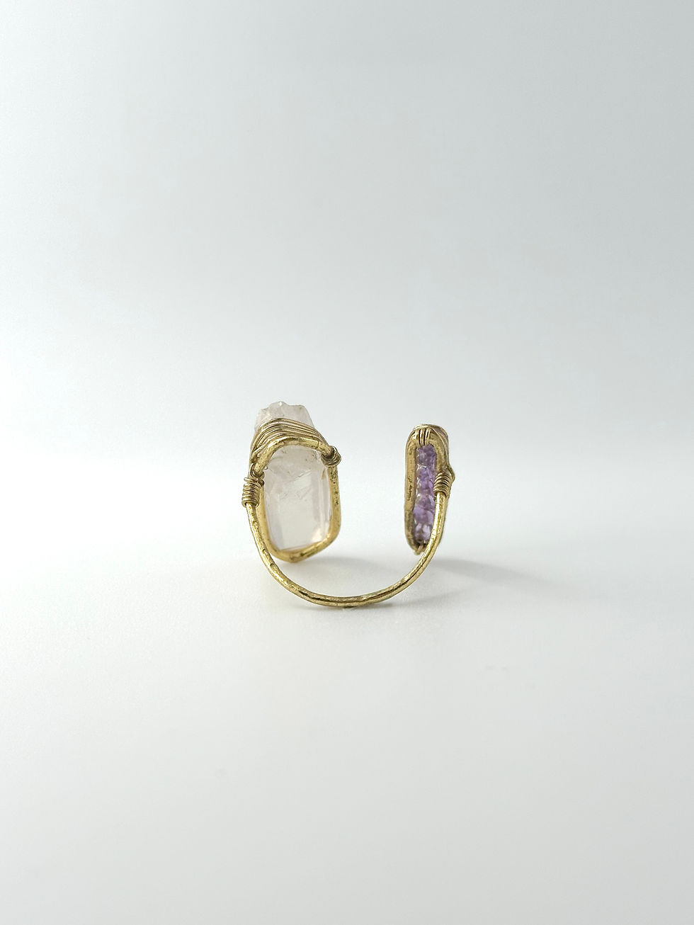 サムネイル： 【クリスタル×アメジスト】Free size ring